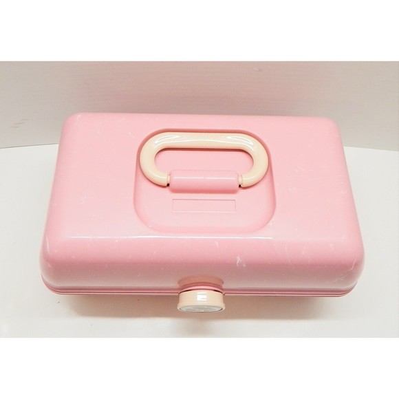 Caboodles On The Go Girl Pink Makeup Classic Carrying Case Box Marbleized Pink - Picture 5 of 14
